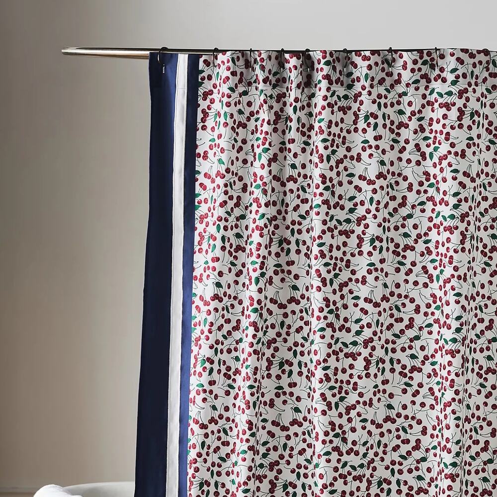 Anthropologie Cherry Shower Curtain - Navy - Cotton - 72x72 - Discontinued NWT